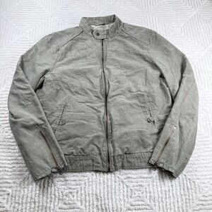 Marc Anthony  Bomber Jacket M Linen Blend Casual Olive Green Gorpore Utility